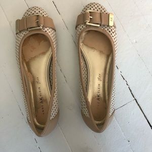 Anne Klein iFlex Leather Cream and Tan Flats